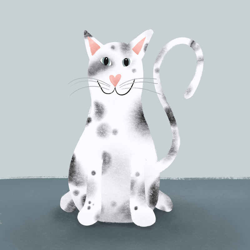 Spotty Black and White Cat illustration 